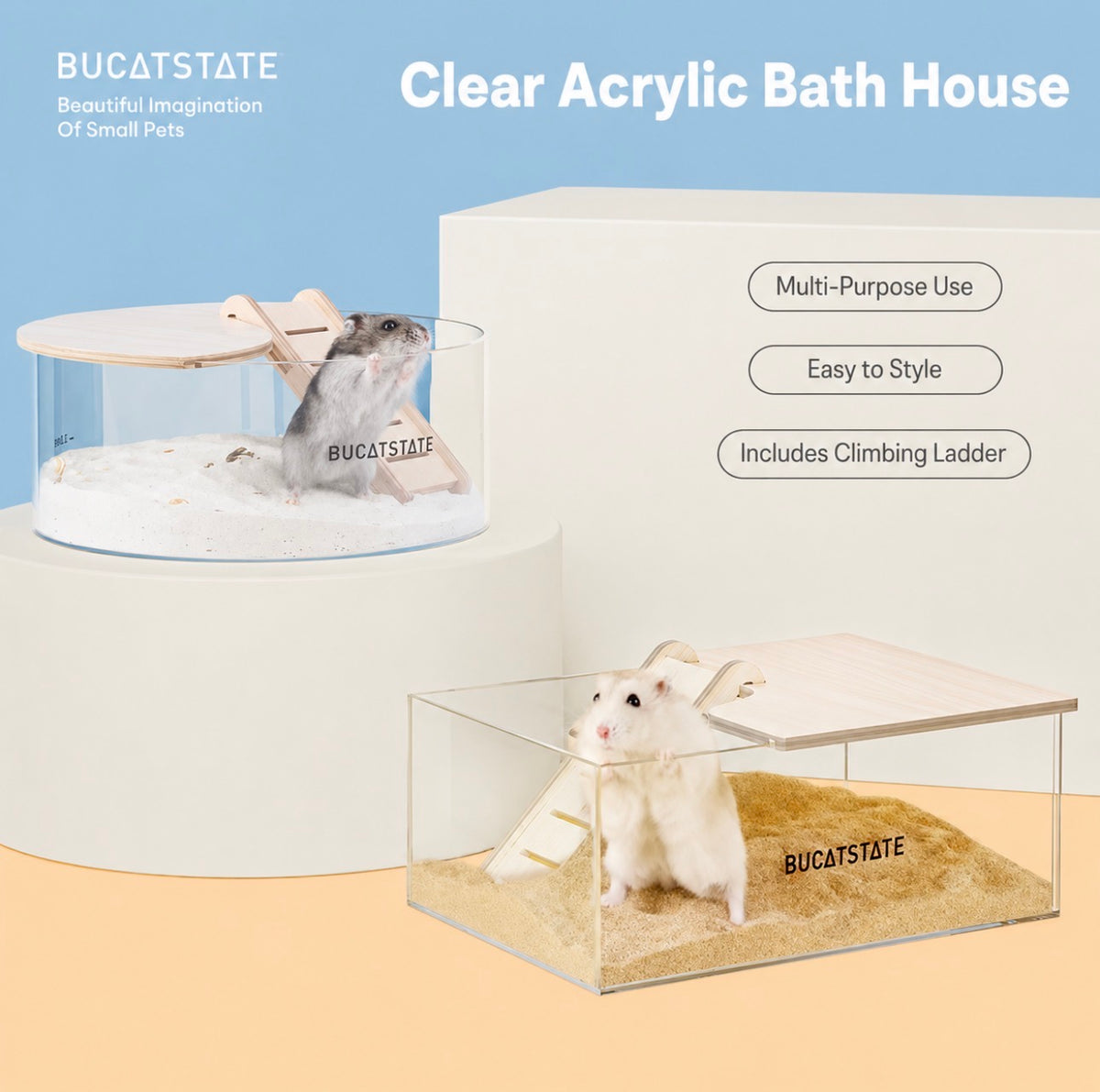 BUCATSTATE Acrylic Sand Bath with Climbing Ladder